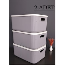 Bayev 2 Adet Storage 13 Lt Gri Çok Amaçlı Dolap Içi Düzenleyici Kapaklı Kutu, Dekoratif Kutu Çok Renkli