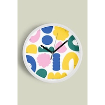 Soyut - Geometrik Temalı Modern Duvar Saati - 35cm - Önü Camlı Beyaz Kasa - Sessiz Mekanizma-jh0302 Beyaz