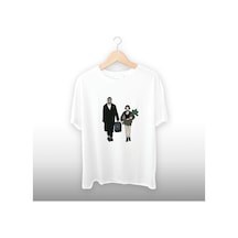 Leo Ve Mathilda Detaylı Unisex Tişört Beyaz