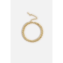 Oval Formlu Zincir Bileklik Gold
