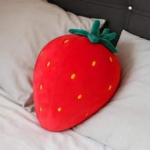 Kirmizi Çilek Figürlü Kırlent - Puffy Yastık / 33cm Çok Renkli