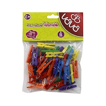Renkli Ahşap Mandal, 3 Cm, 40'lı Paket 40 x 19