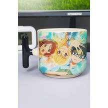Your Lie İn April Anime Baskılı Seramik Lüks Kupa 1 Adet T Şeklinde Özel Siyah Kulp Dalga Kulp V5t Çok Renkli