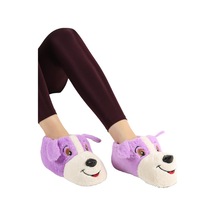 Unisex Sevimli Köpek Figürlü Kaymaz Ve Ses Yapmaz Taban Ev Panduf Lila-lila Lila