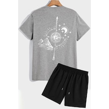 Uyguntarz Pusula Şort T-shirt Eşofman Takımı Gri