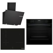 Bosch 645 HUA717BA0T - PUG61KAA5E - DWK66PJ60T İndüksiyon Ocaklı Siyah 3'Lü Ankastre Set