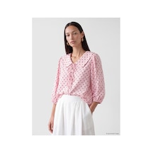 LC Waikiki Alıta Cıty Farkıyla Lcw Everyday Pembe Puantiye Bebe Yaka Uzun Kollu Kadın Bluz Pembe - 929697273 Pembe