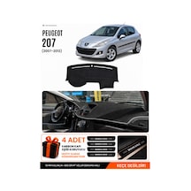 Peugeot 207 2007-2012 Uyumlu Torpido Koruma, Torpido Örtüsü, Torpido Kılıfı - Siyah-gri - Pe005