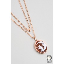 So Chic Cameo Italiano Ay Ve Melek 18 Ayar Rose Altın Kaplama 49 Cm Gümüş Madalyon Kolye Rose