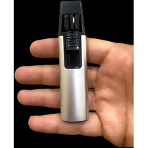 Çift Pürmüzlü Yandan Çekmeli Gümüş Renkli Çakmak 109323 Gümüş