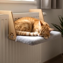 Gobypet Peluş Kalorifer Petek Radyatör Yatağı Geniş Tasarım, Kedi Ve Köpek Uyumlu Gri