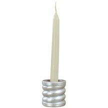 Mumluk Şamdan Tealight Ve İnce Mum Uyumlu Spiral Model - Gümüş