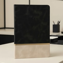 Premium İş Defteri Günlük Siyah Çizgili Deri Defter Çok Renkli