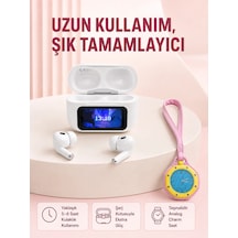 Ekranlı Kablosuz Kulaklık Ve Pembe Çanta Charm Saat Kampanya Seti Beyaz