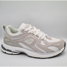 Greyder 59217 Beyaz Süet - Gümüş Renk Deri Kadın Sneaker Spor Ayakkabı Beyaz - Gümüş