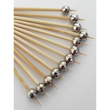 100 Adet Dekoratif Mini Gümüş Disko Topu Boncuklu Kanepe Kürdanı 6.5 Cm - Boncuk 6 Mm