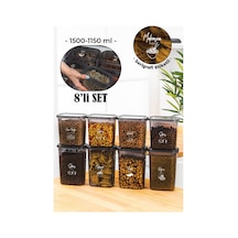 Vienev Beyaz Serigrafi Etiketli 8li Peggy Dikdörtgen Saklama Kabı Seti 4x 1500-1150 Ml Antrasit