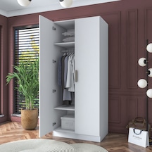 Rani Ba161 Gardırop 2 Kapaklı 2 Raflı Elbise Dolabı Beyaz