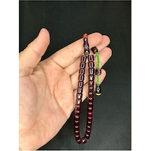 Çubuk Kehribar Tesbih Kestane Rengi Kapsül Kesim 9mmx11mm T-531