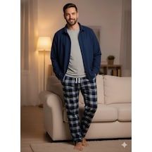 Alfa Aksesuar 03 Pijalüx Tek Alt Cepli Ekose Pijama Beyaz