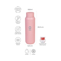Pembe Mat Dokulu Paslanmaz Çelik Matara 550 ML Kapaklı No:99