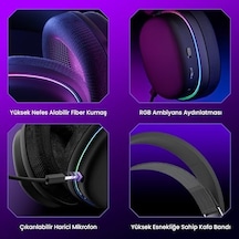 Aula G7 Tri Mode Kablosuz Rgb Gaming Mikrofonlu Oyuncu Kulaklığı 40mm Driver Gürültü Engelleyici Siyah