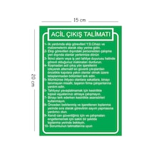 Metal Acil Çıkış Talimatı 15x20 Cm Uyarı İş Güvenliği Levhası