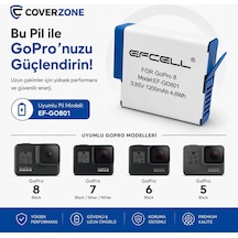 Gopro Hero 8 Hero 7 Hero 6 Hero 5 Black Ve Hero 2018 İle Uyumlu 1200mah Yedek Kamera Bataryası 3.85v 4.6wh Aksiyon Kamera Pili Ef-go801 Go801 Belirtilmemibelirtilmemişş