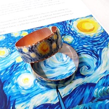 Copper Anatolian Van Gogh - Starry Night - Yıldız Bakır El İşçilikli Lüks Bilezik Bakır
