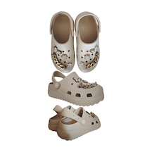 Cross Anatomik Ekru Zincirli Eva Plaj Deniz Günlük Kadın Terlik 205 Ekru