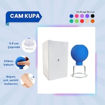 Silikon Vakumlu Cam Yüz Masaj Kupası No:4 Mavi Çok Renkli