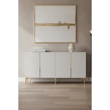 Ka1524bg Poli Konsol Ve Tv Sehpası Beyaz-gold 150cm Beyaz - Altın