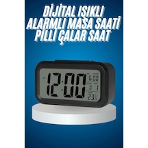 Işıklı Dereceli Masa Ofis Saati Alarmlı Termometre Takvim Çalar Saat Çok Renkli