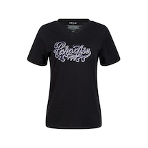 2as Alone Baskılı V Yaka Kadın T-shirt 406 Siyah 2as Alone Baskılı V Yaka Kadın T-shirt 406 Siyah