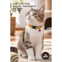 10 Adet Desenli Zilli Kedi Tasması - Ayarlanabilir Cat Collar Diğer