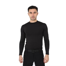 Siyah Micro Uzun Kol Tişört - Outdoor Spor Tişörtü