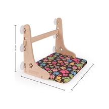 Gobypet Güçlü Vantuzlu Kedi Cam Yatağı, Asılan Ahşap Kedi Yatağı, Pencere Önü Dinlenme Alanı, Çıkarılabilir Minderli, Standart Patili Desen Açık Bej