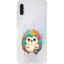 Samsung Galaxy A30s İle Uyumlu Splash Kirpi Tasarımlı Şeffaf Silikon Kılıf Şeffaf