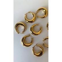 Bombe Formlu Altın Renk Halka Küpe Klasik Ve Zamansız Şıklık Altın