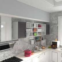 Kenzlife Hazır Mutfak Dolabı Kavun60 Gri Mod2 60 240 32 Mebran Kapak Suntalam Gövde Beyaz