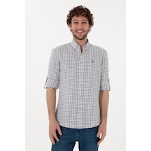 U.S. Polo Assn. Erkek Gri Kareli Uzun Kollu Slim Gömlek 50306367-VR024