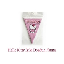 Hello Kitty İyiki Doğdun Flama - Pembe Puantiyeli Doğum Günü Parti Süsü Pembe Tüm Yaşlar