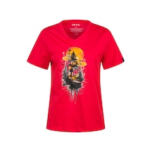 2as Alone Baskılı V Yaka Kadın T-shirt 413 Kırmızı