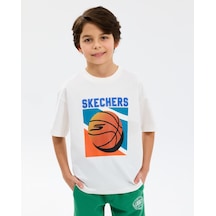 Skechers B Graphic Tee Oversize T-shirt Büyük Erkek Çocuk Beyaz Tshirt Sk2610006-3855 Beyaz