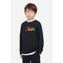 Tshirthane Conqueror' Balde Baskılı Unisex Çocuk Siyah Sweatshirt Siyah
