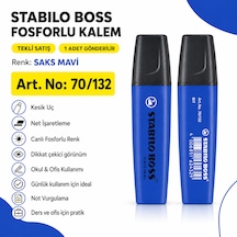 Boss Fosforlu Kalem 1 Adet Metin İşaretleme Kalemi Saks Mavi