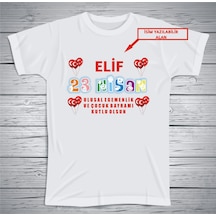 İsim Basılabilir 23 Nisan Tshirt Terletmez Micro Polyester Kum... Beyaz