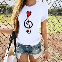 Herşey Nota Sol Anahtar Kalp T-shirt 001