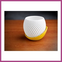 Gees Global 3d Baskı Küre Saksı - Kafes Dokulu İki Parçalı Dekoratif Saksı - Beyaz-sarı Gbzs 12516183