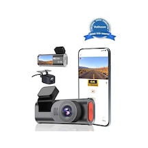 4k Wifi Çift Kameralı Araç Kamerası Gece Görüşlü G-sensörlü Dash Cam 170 Derece 04700076